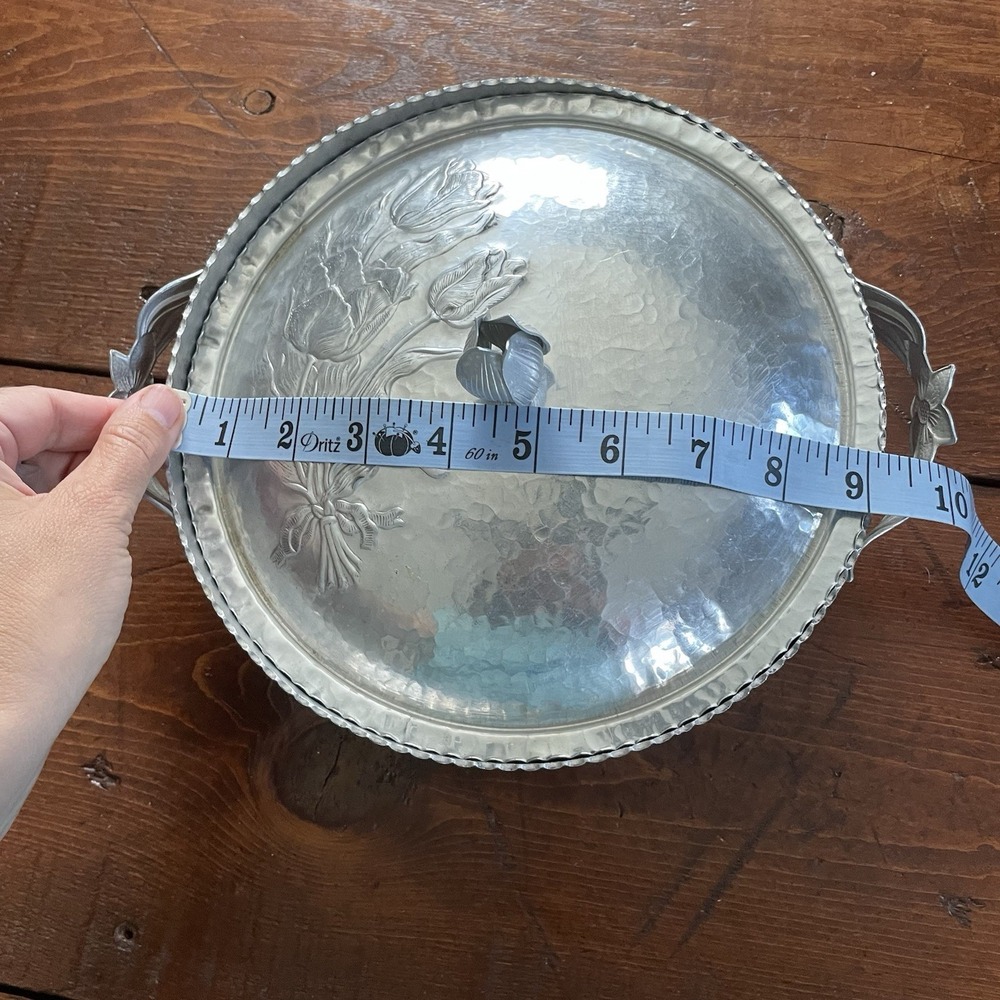 1940's Vintage Rodney Kent Hammered Aluminum Covered Tulip Casserole Dish - Picture 7 of 8